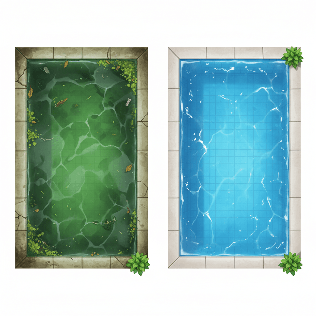 Before and after pool transformation